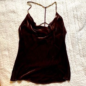 Velvet brown sleeveless dressy top